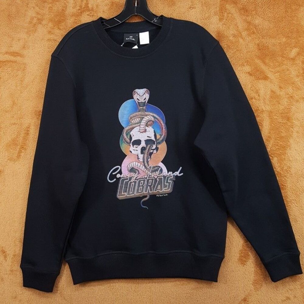PAUL SMITH Sweatshirt Mens Small Black Pullover Crew Graphic Cobra Snake Sweater